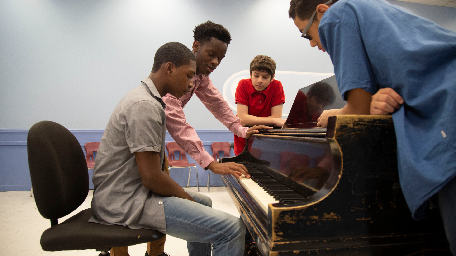 Mentor guiding a student